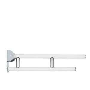 Pito Deluxe armstöd med pappershållare, lång fästplatta, INOX, vitt, längder 60, 75 cm